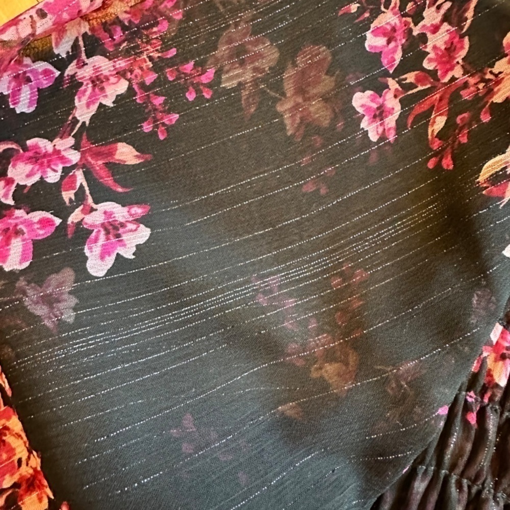 Misa Roisin Smocked Dress Berry Floral Med. CB2103 - Picture 9 of 12